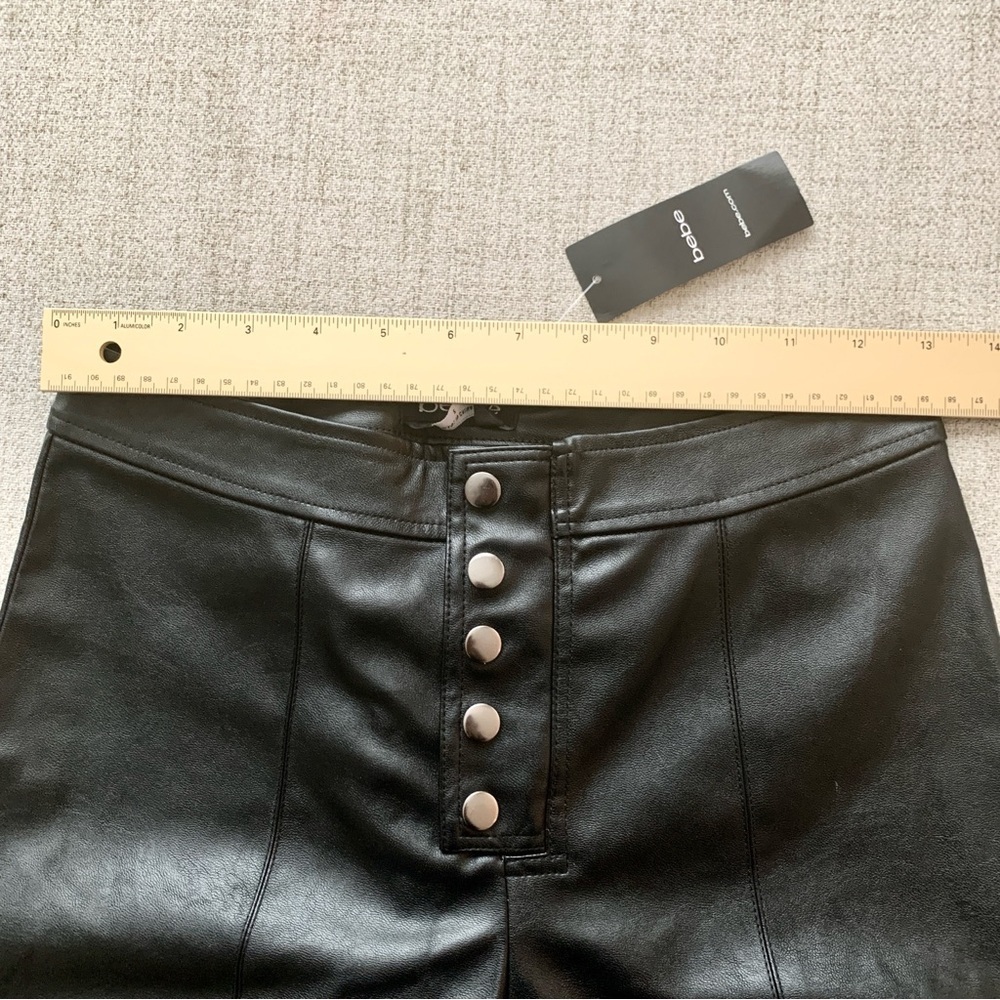 ๐ค Bebe Black Leather Button Front Seamed Leggings - Picture 7 of 15